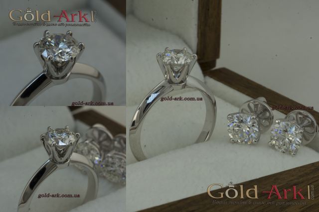 Кольцо с бриллиантом 1 карат