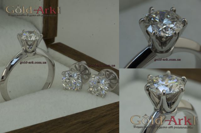 Кольцо с бриллиантом 1 карат