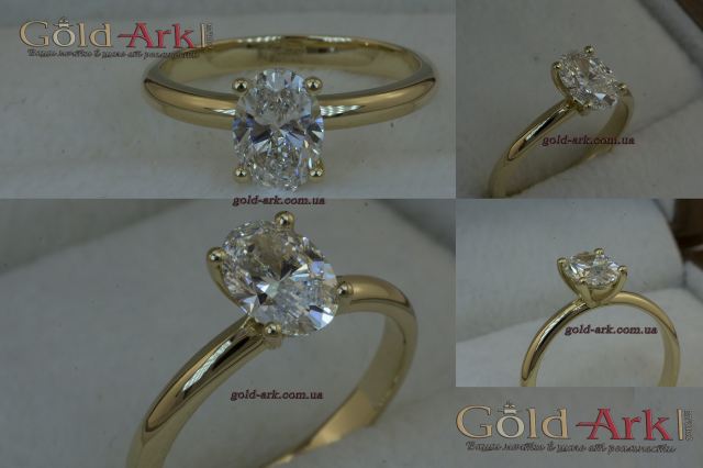 Кольцо с овальным бриллиантом 1 карат