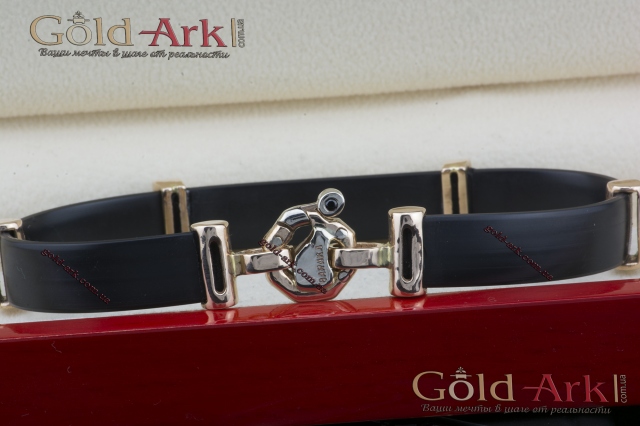 Мужской каучуковый браслет с золотыми вставками  Baraka