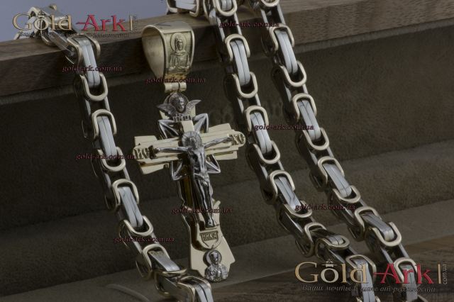 Большой мужской крест с молитвой и иконами Лучи