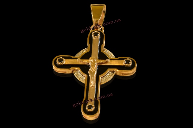 Мужской золотой крест с эмалью 585