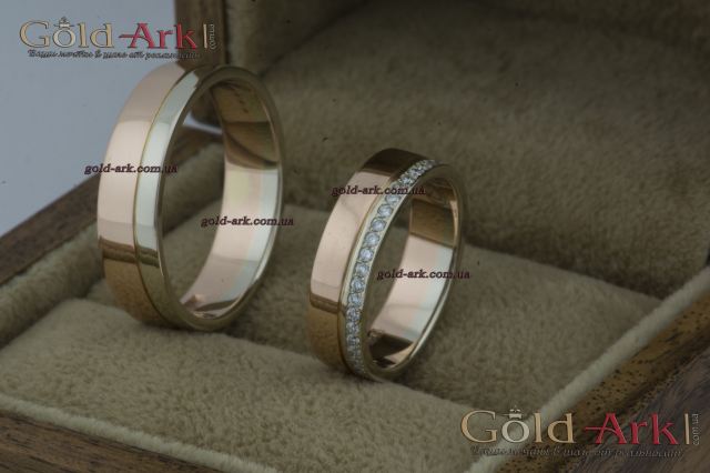 Современные обручальные кольца комбинированные
