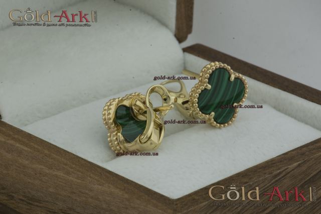 Серьги Van Cleef с малахитом