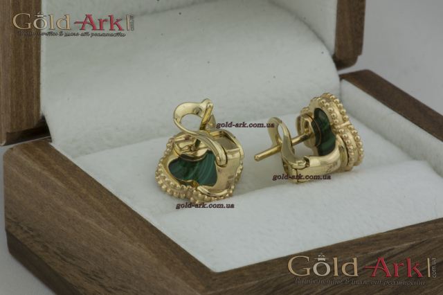 Серьги Van Cleef с малахитом