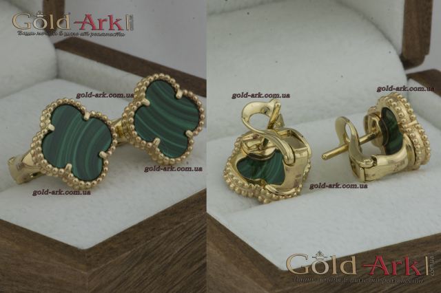Серьги Van Cleef с малахитом