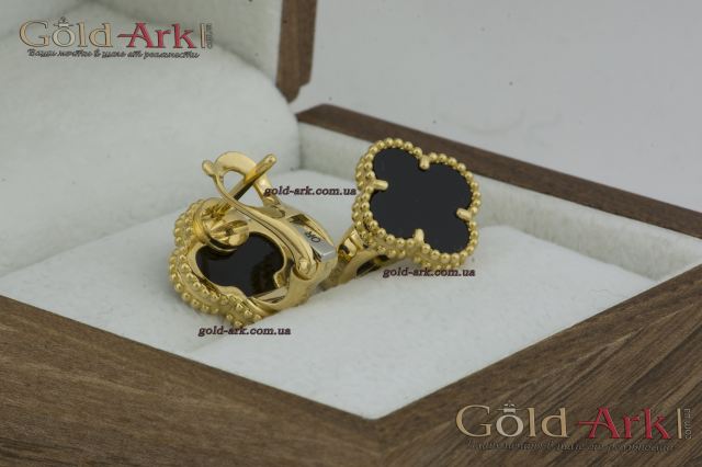 Серьги Van Cleef с чёрным ониксом