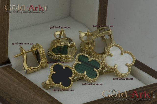 Серьги Van Cleef с чёрным ониксом