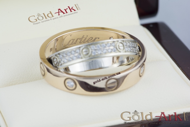 Кольцо Cartier double комбинированое