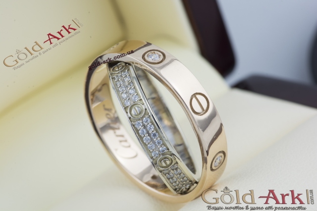 Кольцо Cartier double комбинированое