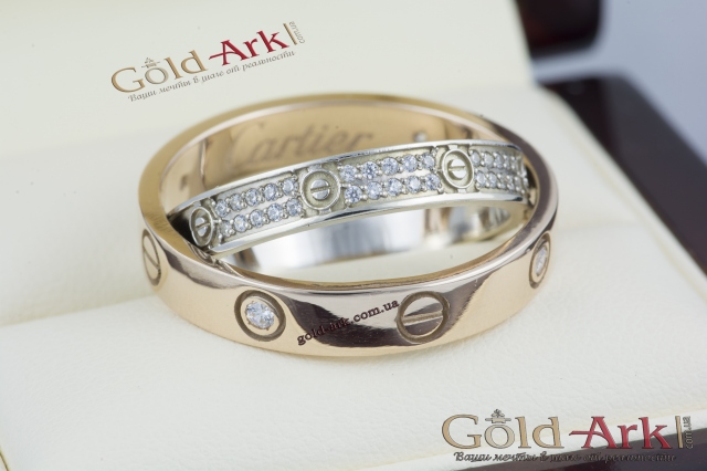 Кольцо Cartier double комбинированое