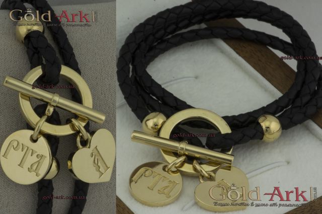 Шкіряний браслет з золотом жіночий Шкіряний браслет з золотом жіночий