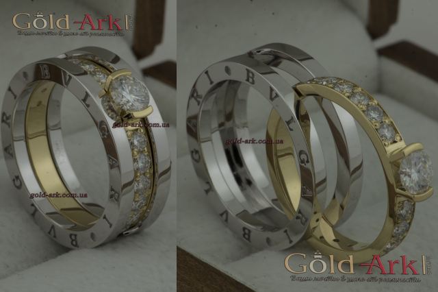 Кольцо Булгари с муассанитами