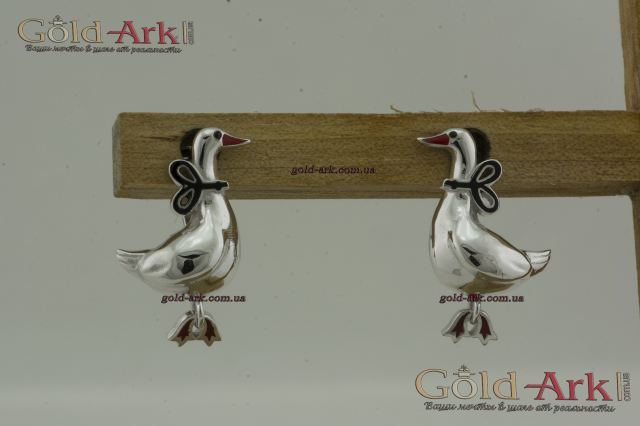 Детские серьги Гуси